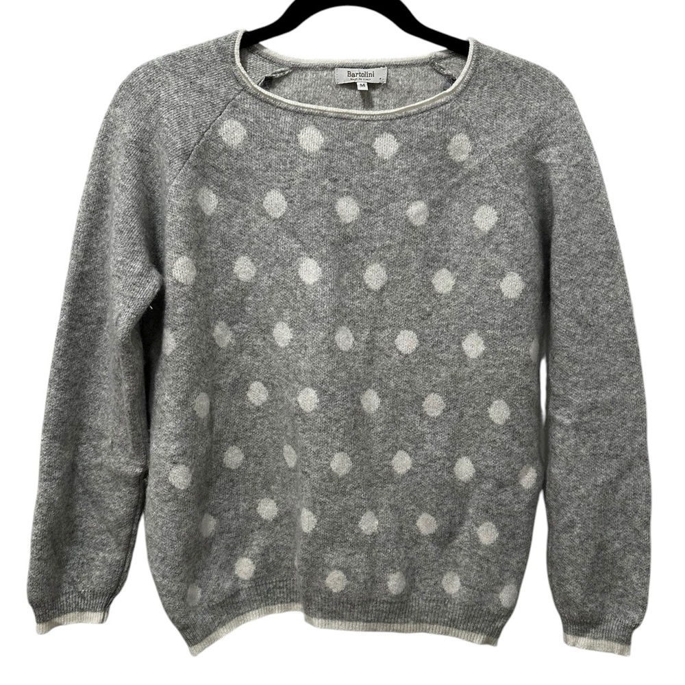 Bartolini Made in Italy size‎ Medium grey top with white dots, Wool blend